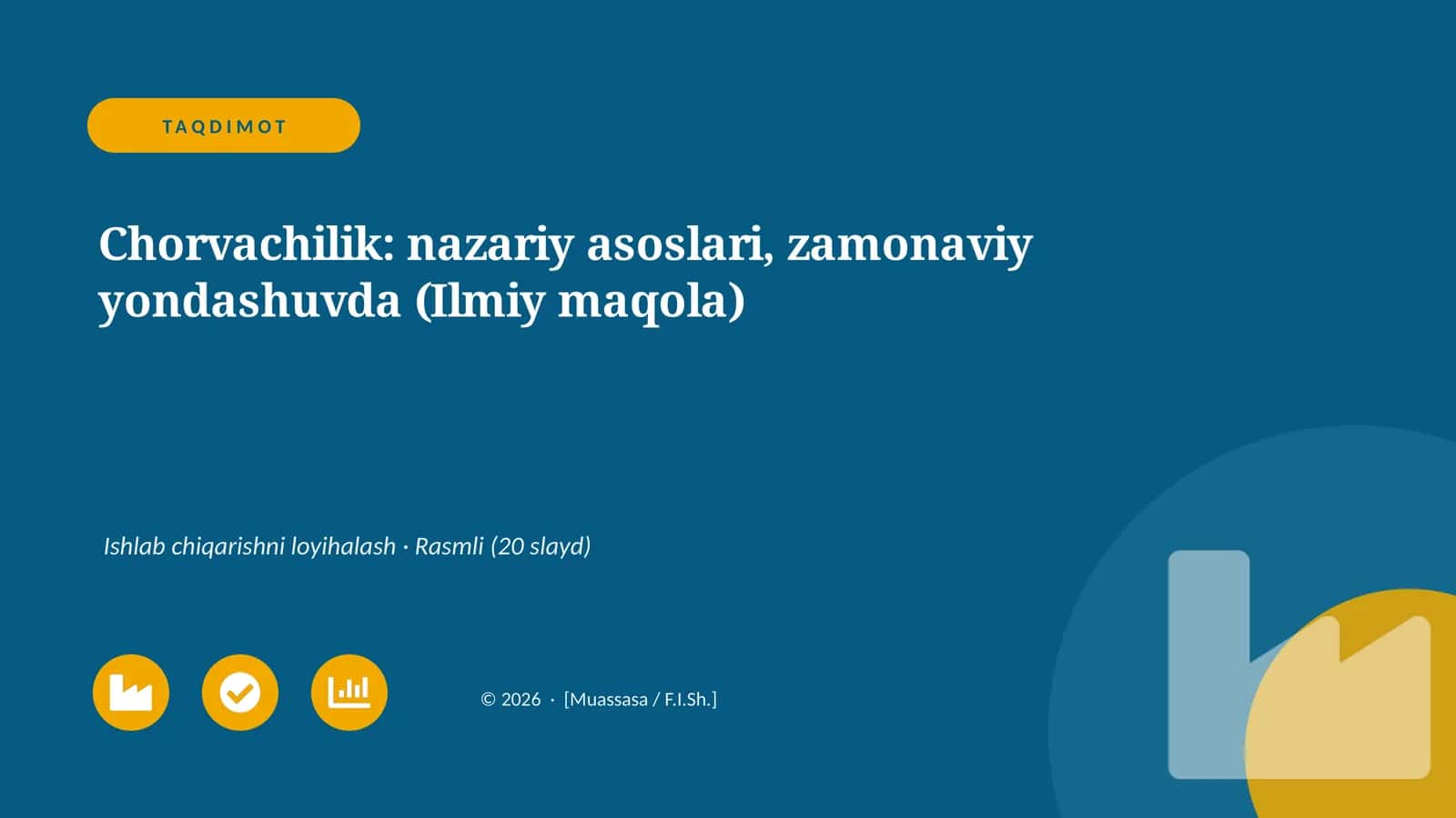 Chorvachilik: nazariy asoslari, zamonaviy yondashuvda (Ilmiy maqola)