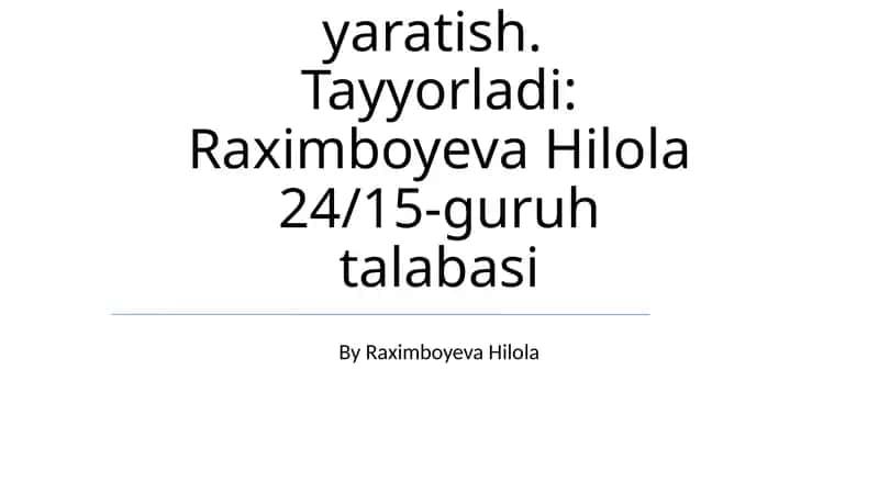Animatsion lavhalar yaratish