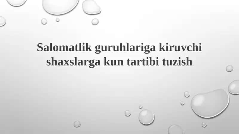 Sog'liq Guruhlari uchun Kundalik Tartib
