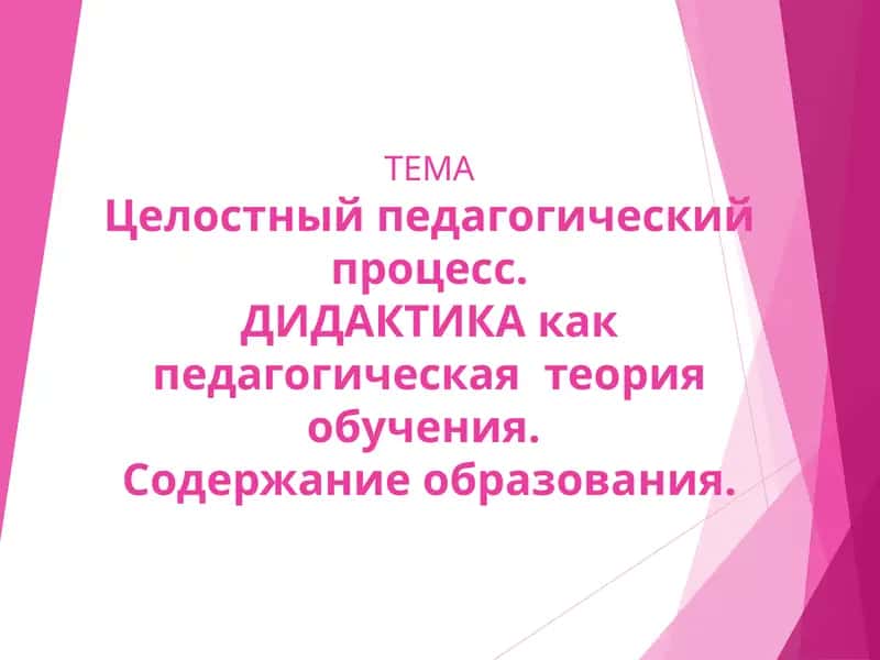 Теория образования (дидактика)