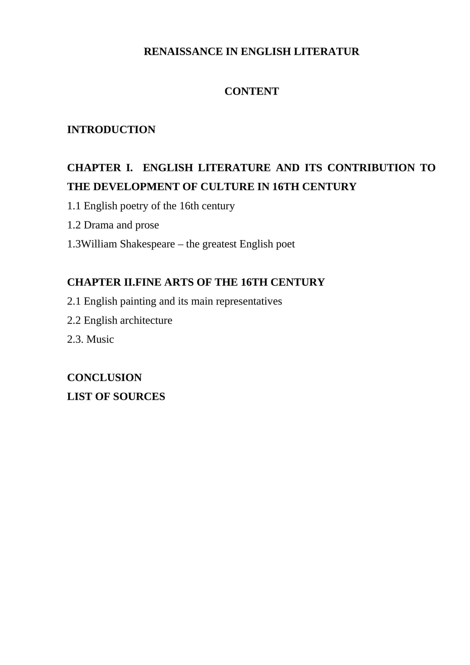 RENAISSANCE IN ENGLISH LITERATURE