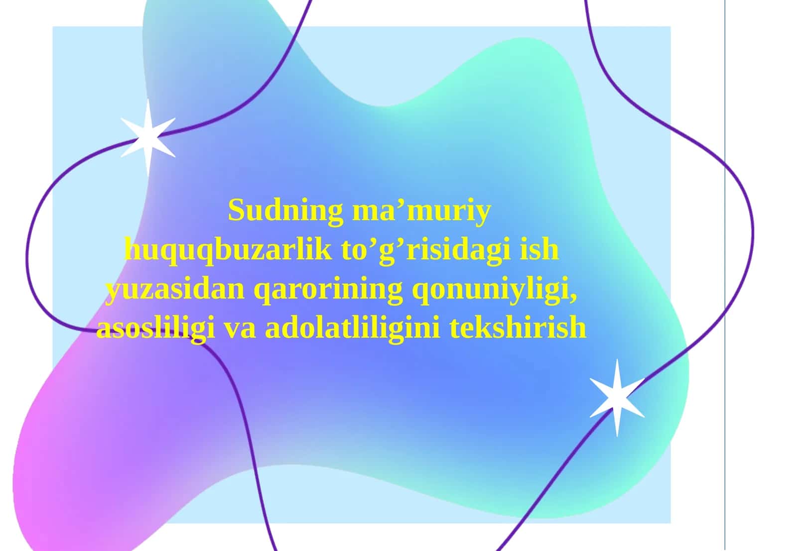 Sudning ma’muriy huquqbuzarlik to‘g‘risidagi ish yuzasidan qarorining qonuniyligi, asosliligi va adolatliligini tekshirish