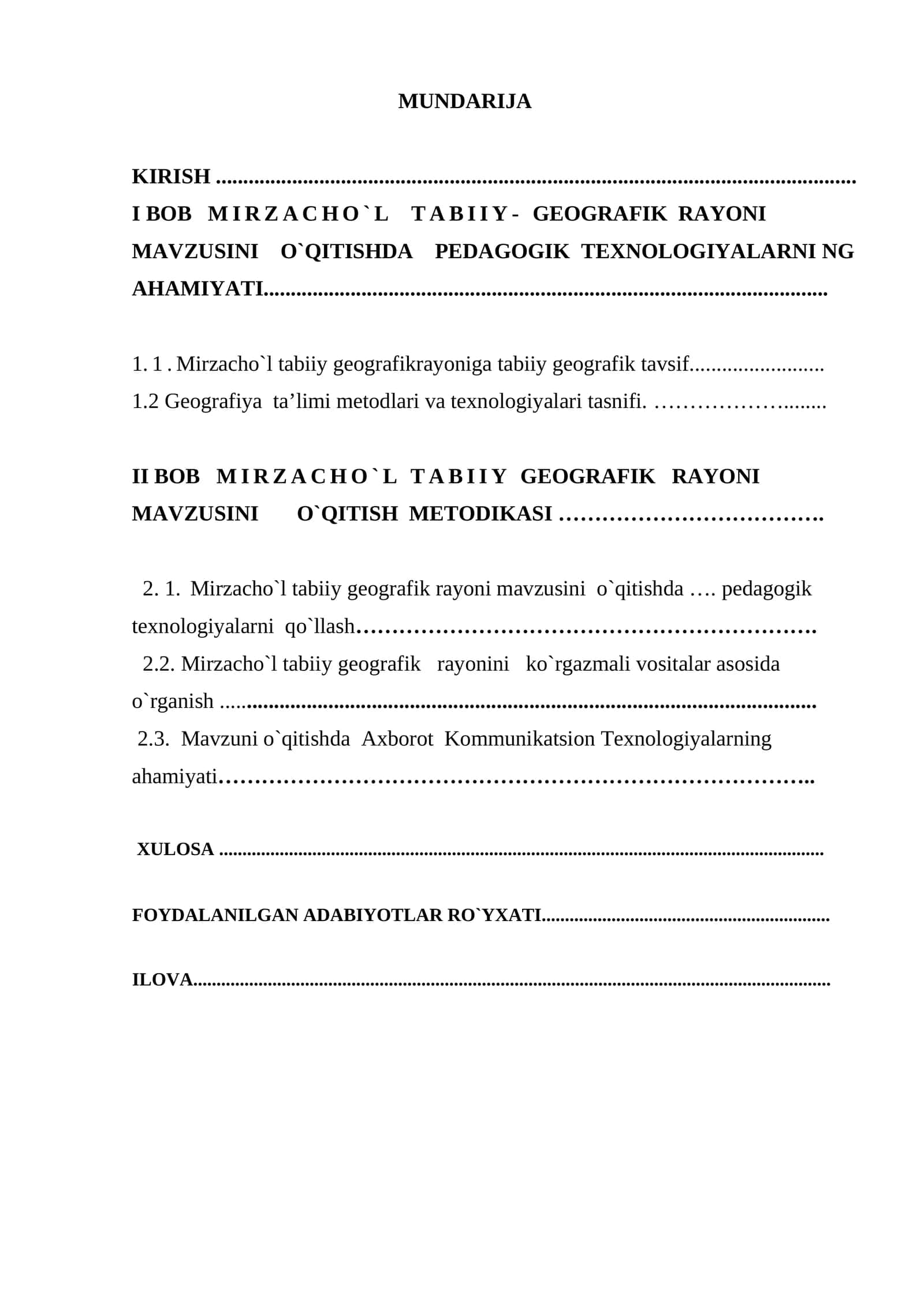 MIRZACHO`L TABIIY- GEOGRAFIK RAYONI MAVZUSINI O`QITISHDA PEDAGOGIK TEXNOLOGIYALARNI NG AHAMIYATI