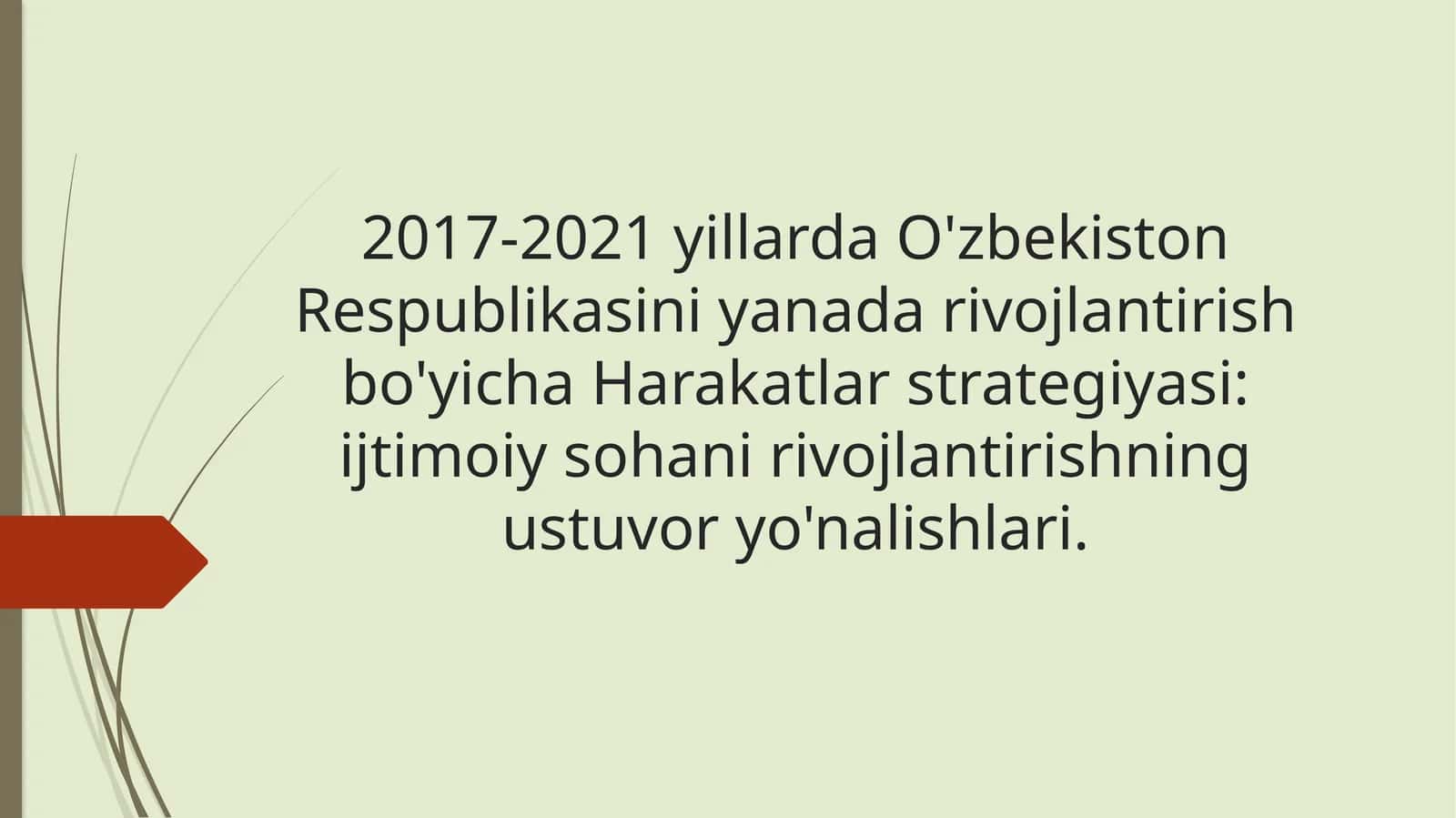 2017-2021 yillarda O'zbekiston Respublikasini yanada rivojlantirish bo'yicha Harakatlar strategiyasi: ijtimoiy sohani rivojlantirishning ustuvor yo'nalishlari