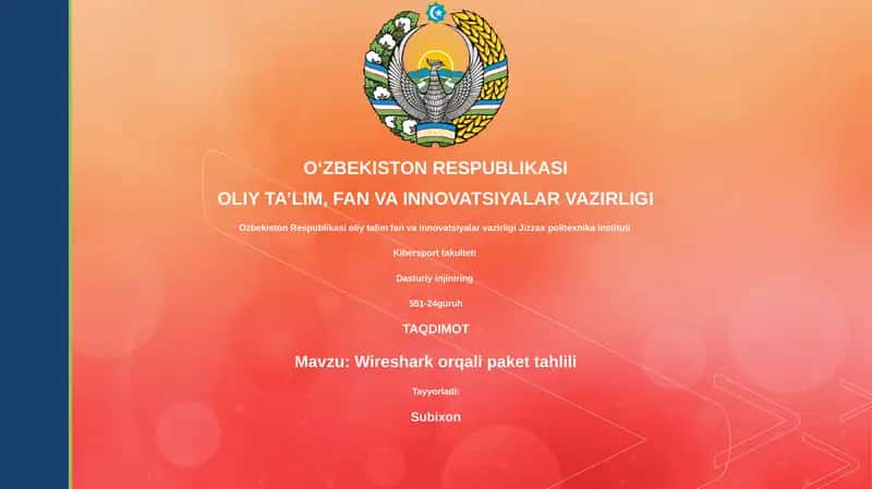 Wireshark orqali paket tahlili