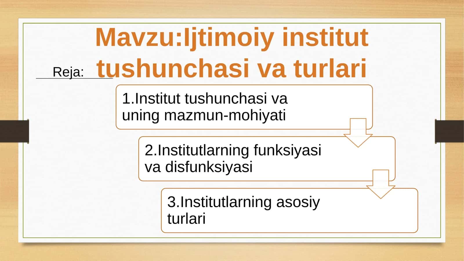 Ijtimoiy institut tushunchasi va turlari