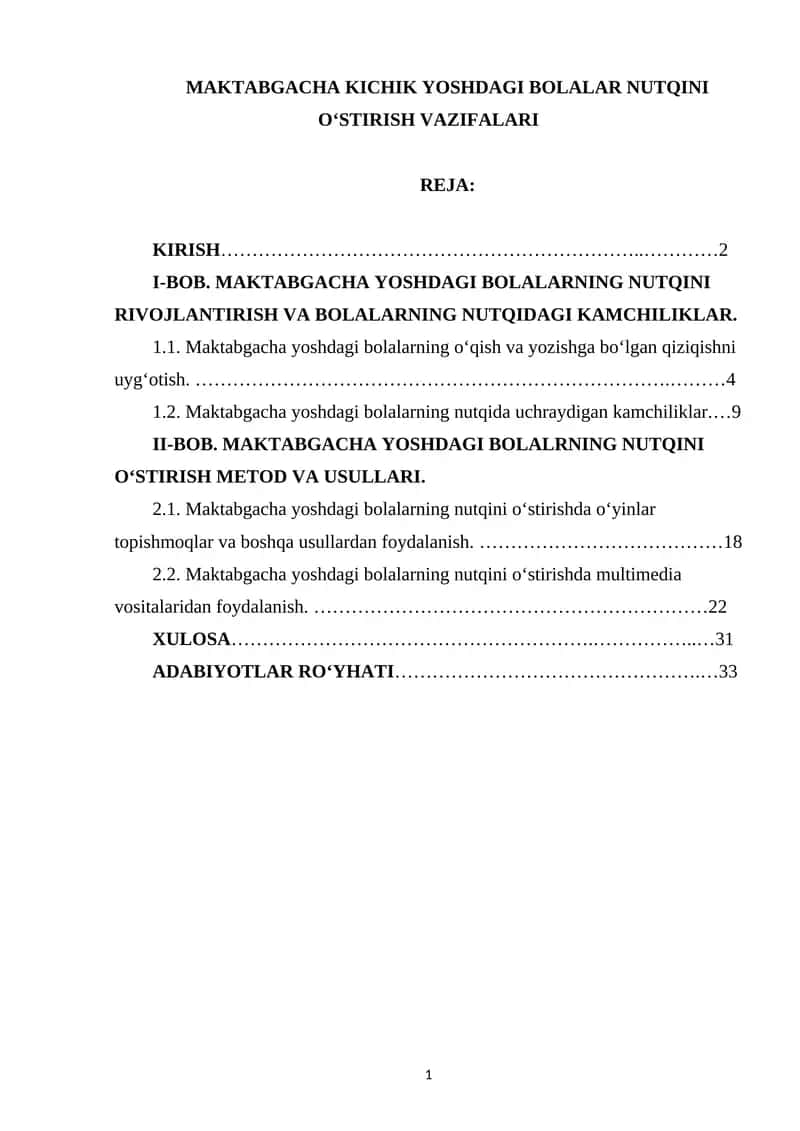 Maktabgacha kichik yoshdagi bolalar nutqini o‘stirish vazifalari