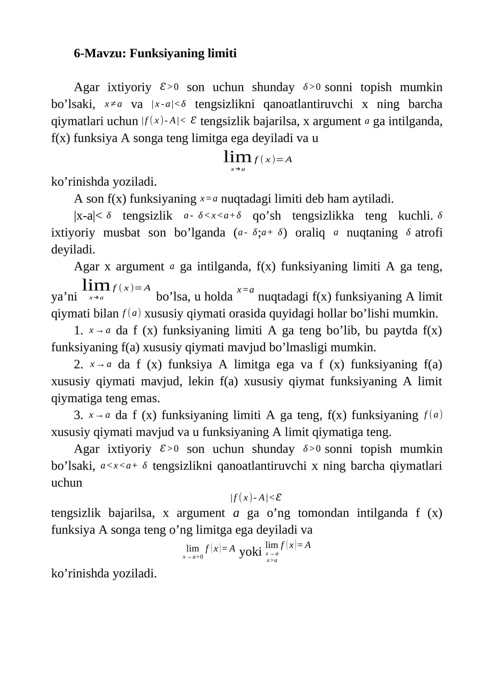 Funksiyaning limiti