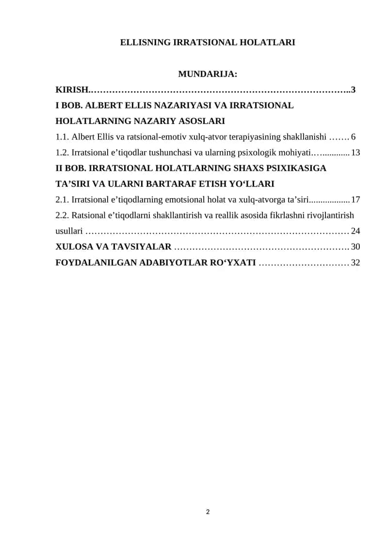 ELLISNING IRRATSIONAL HOLATLARI