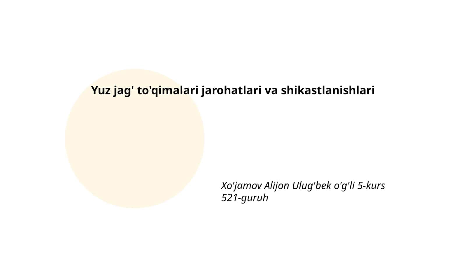 Yuz jag' to'qimalari jarohatlari va shikastlanishlari