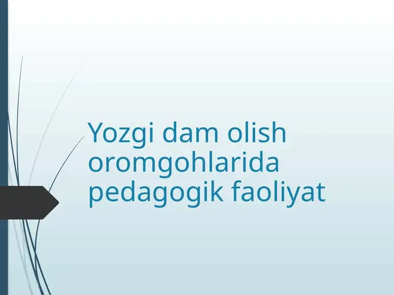 Yozgi dam olish oromgohlarida pedagogik faoliyat