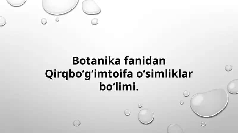 QIRQBO'G'IMTOIFA O'SIMLIKLAR EVALUTSIYASI