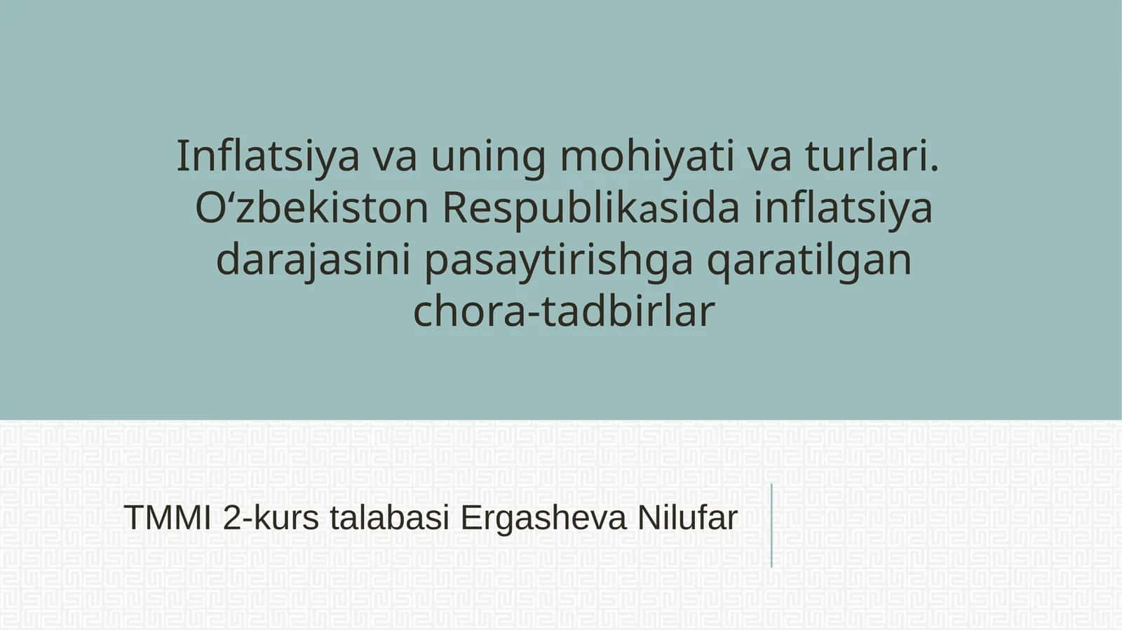 Inflatsiya va uning mohiyati va turlari