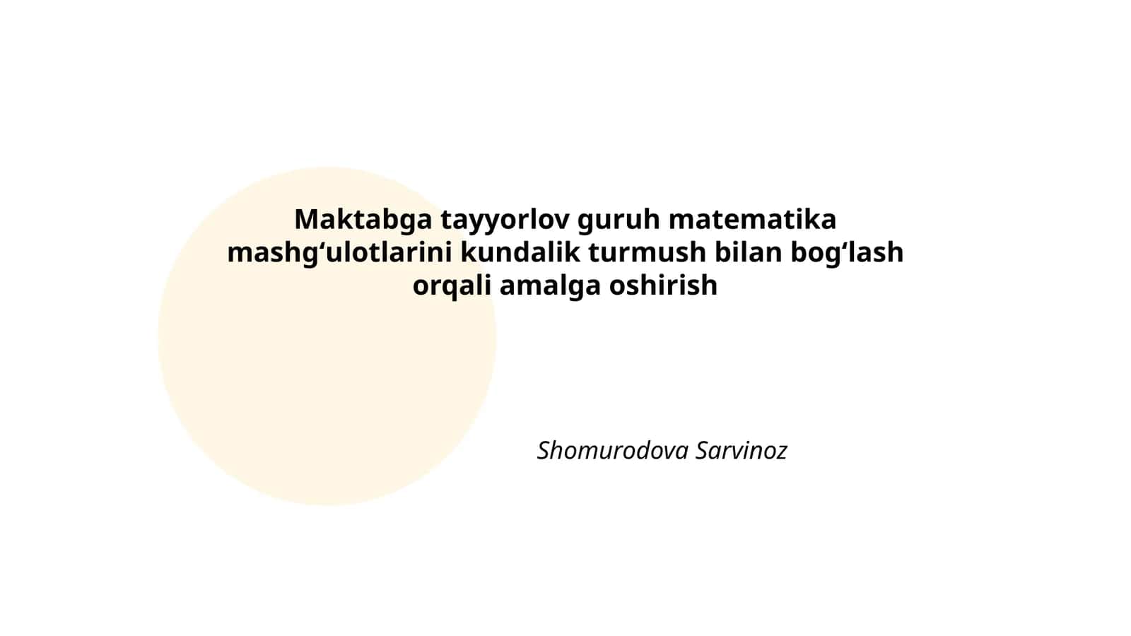 Matematika mashgʻulotlari