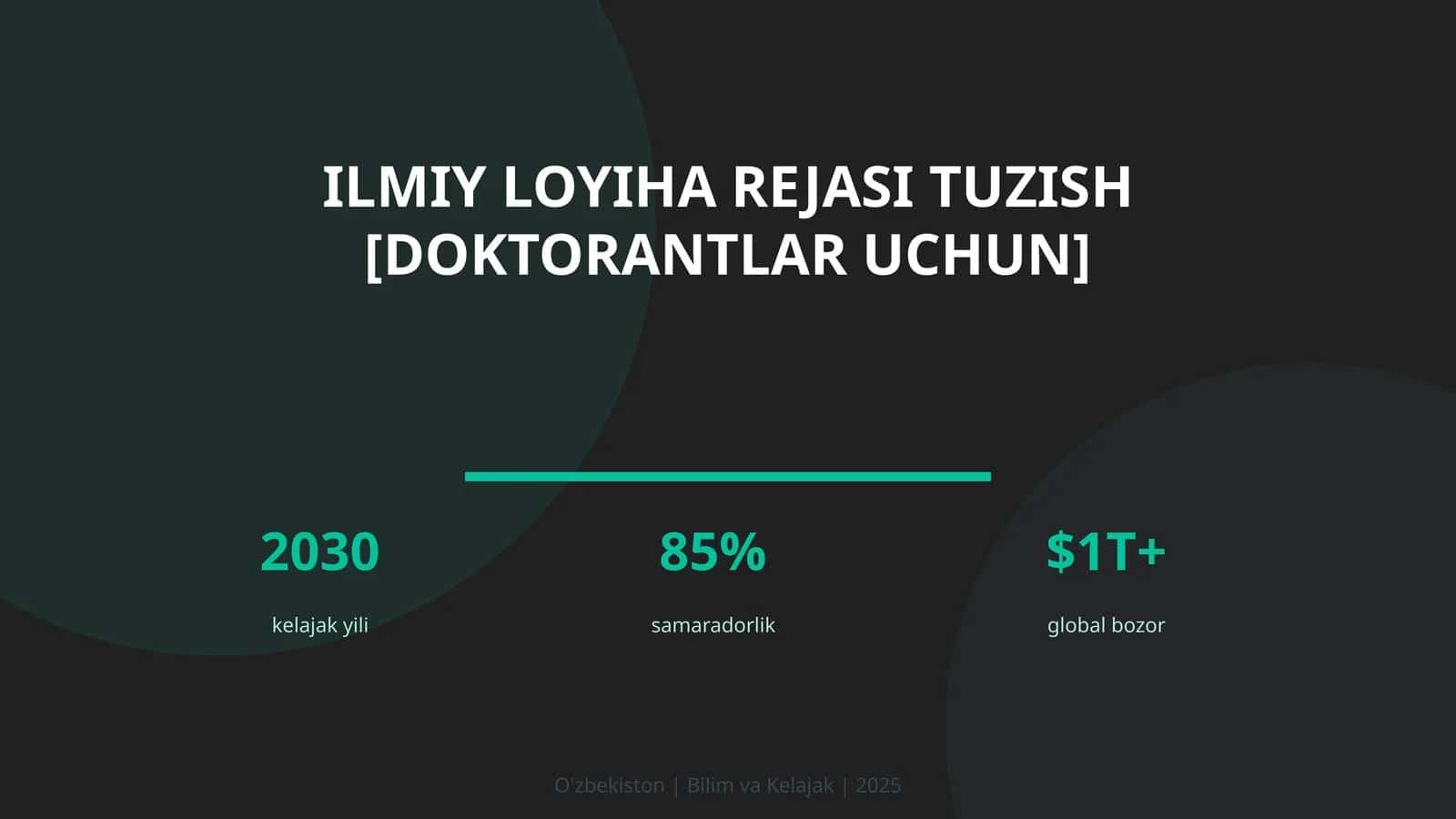 Ilmiy loyiha rejasi tuzish [doktorantlar uchun]