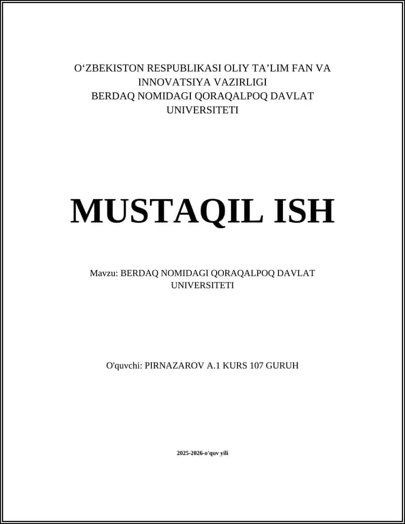 BERDAQ NOMIDAGI QORAQALPOQ DAVLAT UNIVERSITETI