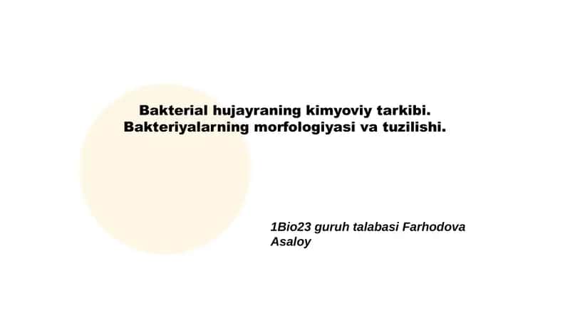 Bakterial hujayraning kimyoviy tarkibi
