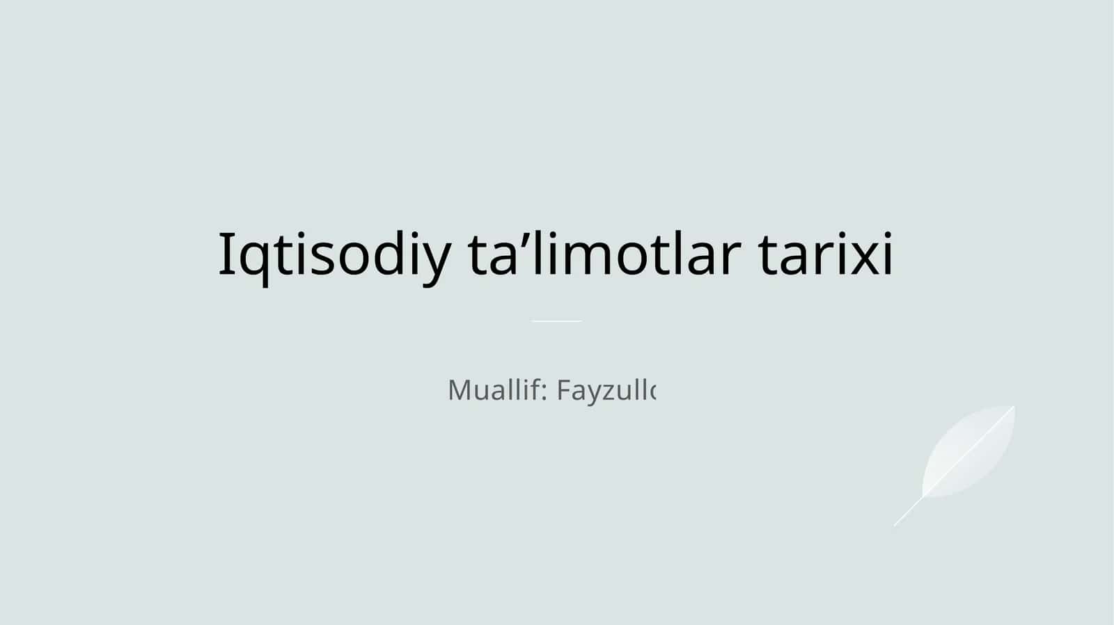 Iqtisodiy taʼlimotlar tarixi