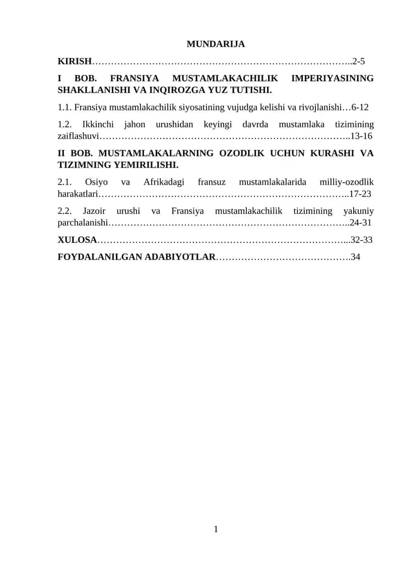 Fransiya Mustamlakachilik Tizimi