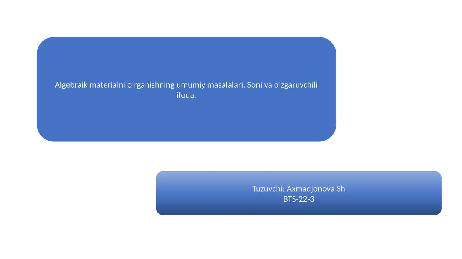 ALGEBRAIK MATERIALLARNI O’RGANISH METODIKASI