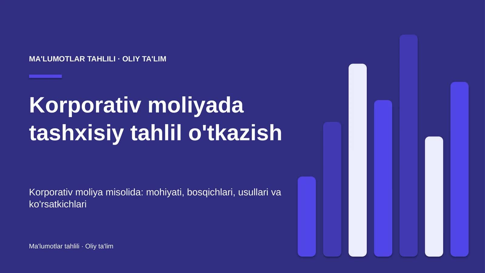 Korporativ moliyada tashxisiy tahlil o'tkazish