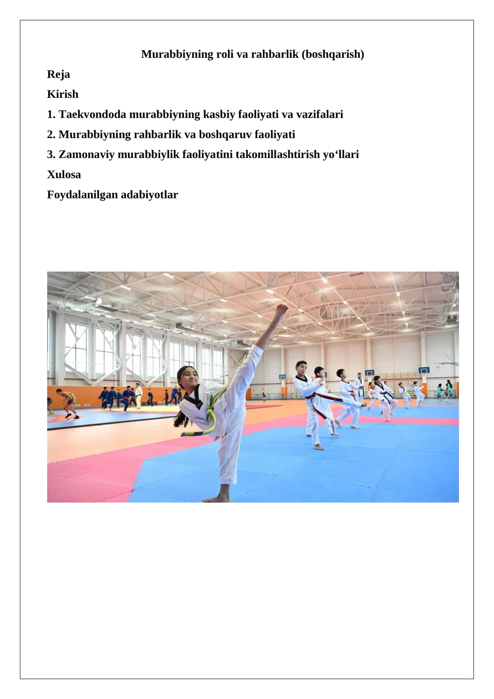 Murabbiyning roli va rahbarlik (boshqarish)