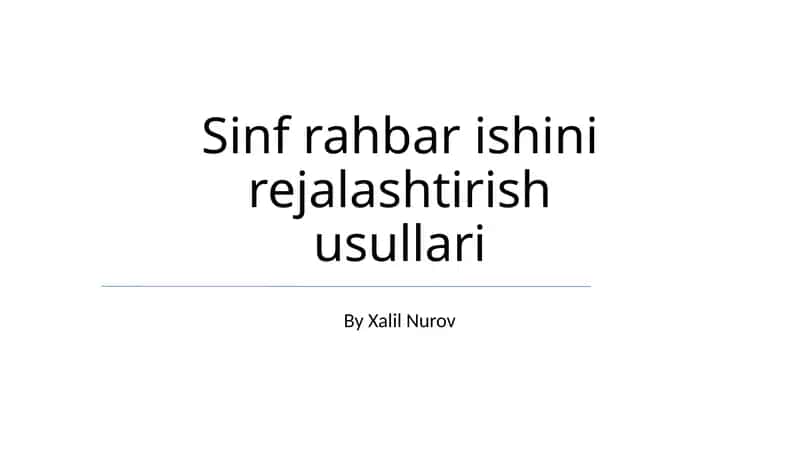 Sinf rahbar ishini rejalashtirish usullari