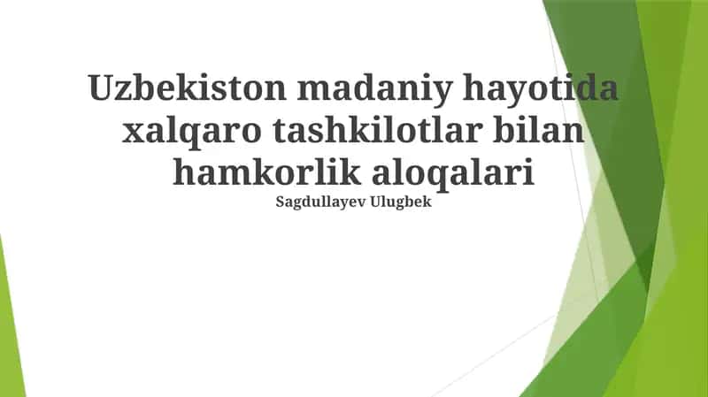 Madaniy turizmni rivojlantirishda xalqaro hamkorlik
