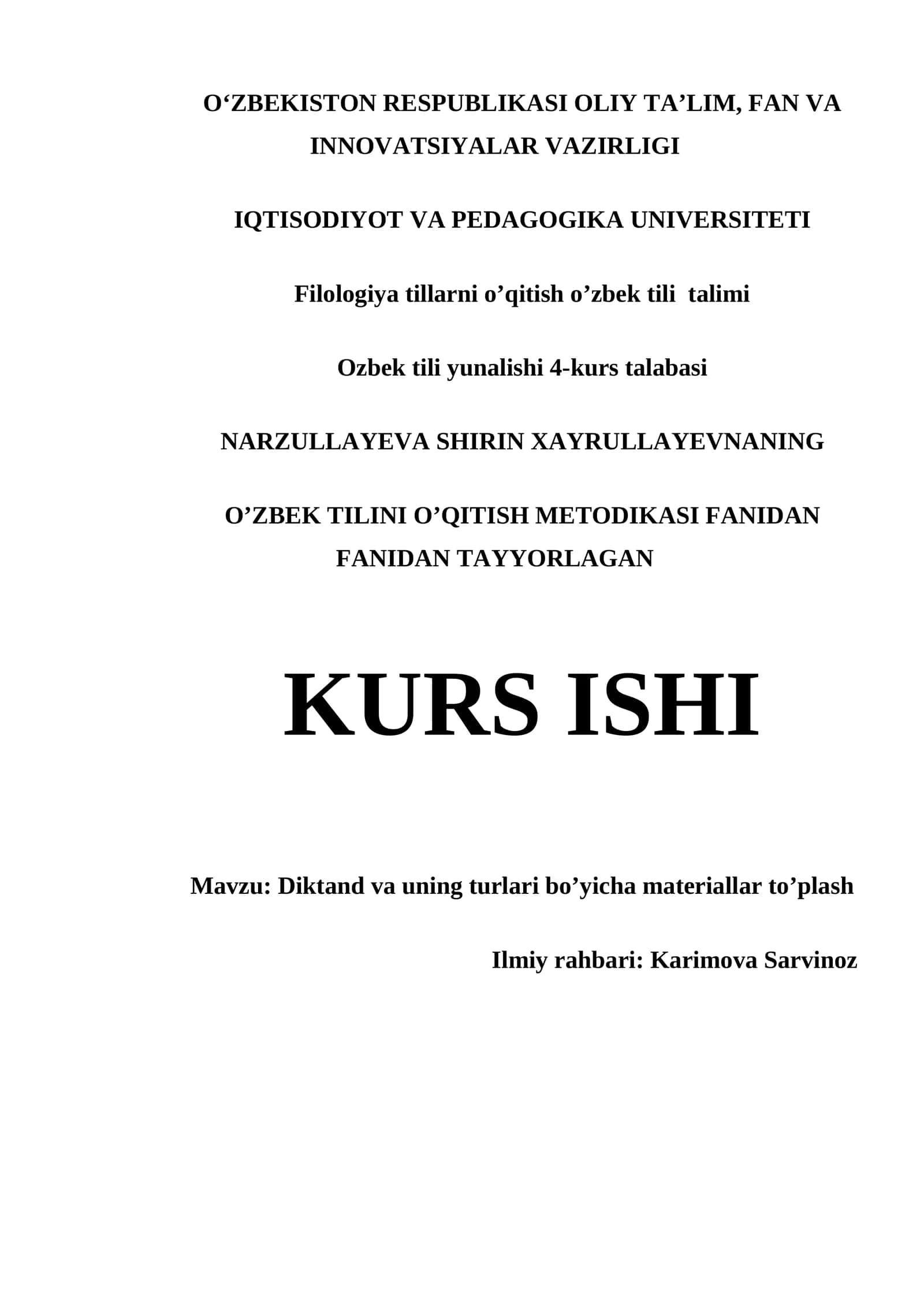 Diktand va uning turlari bo'yicha materiallar to'plash