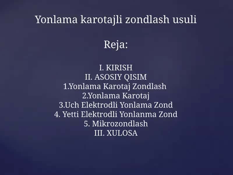Yonlama karotajli zondlash usuli