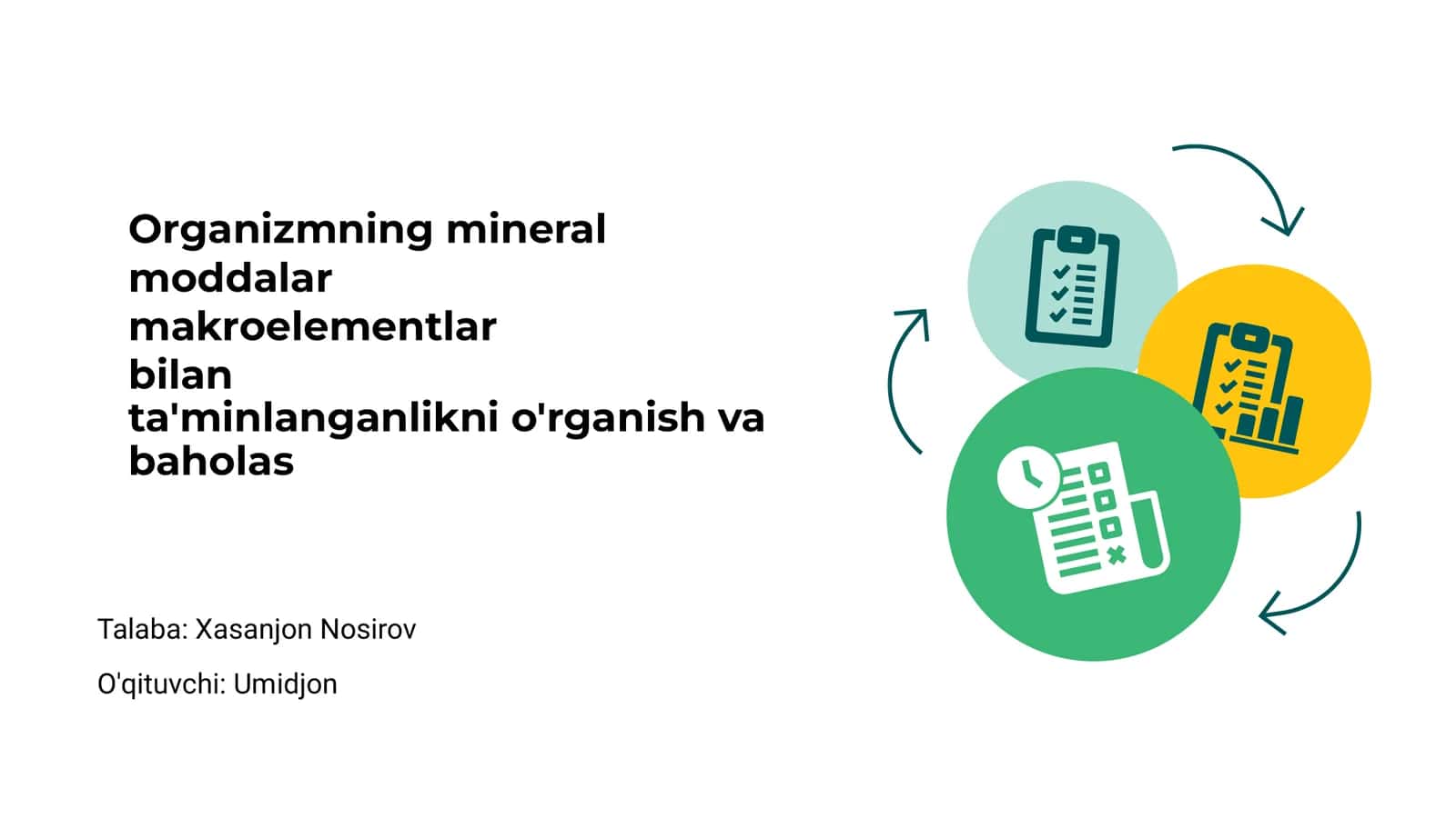 Organizmning mineral moddalar bilan ta'minlanish