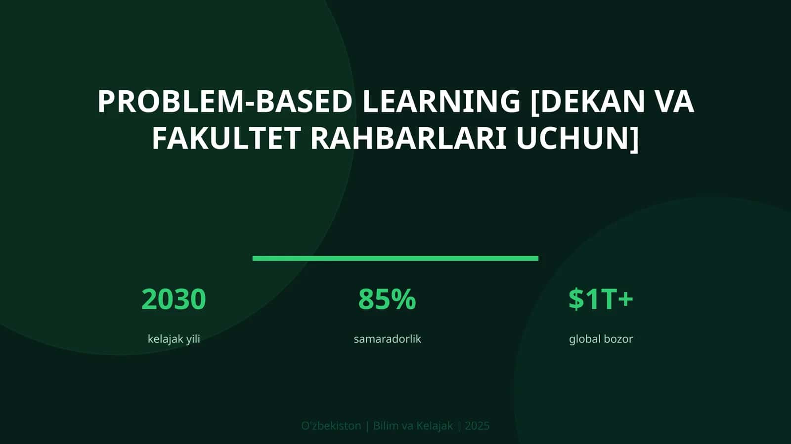 Problem-based learning [dekan va fakultet rahbarlari uchun]