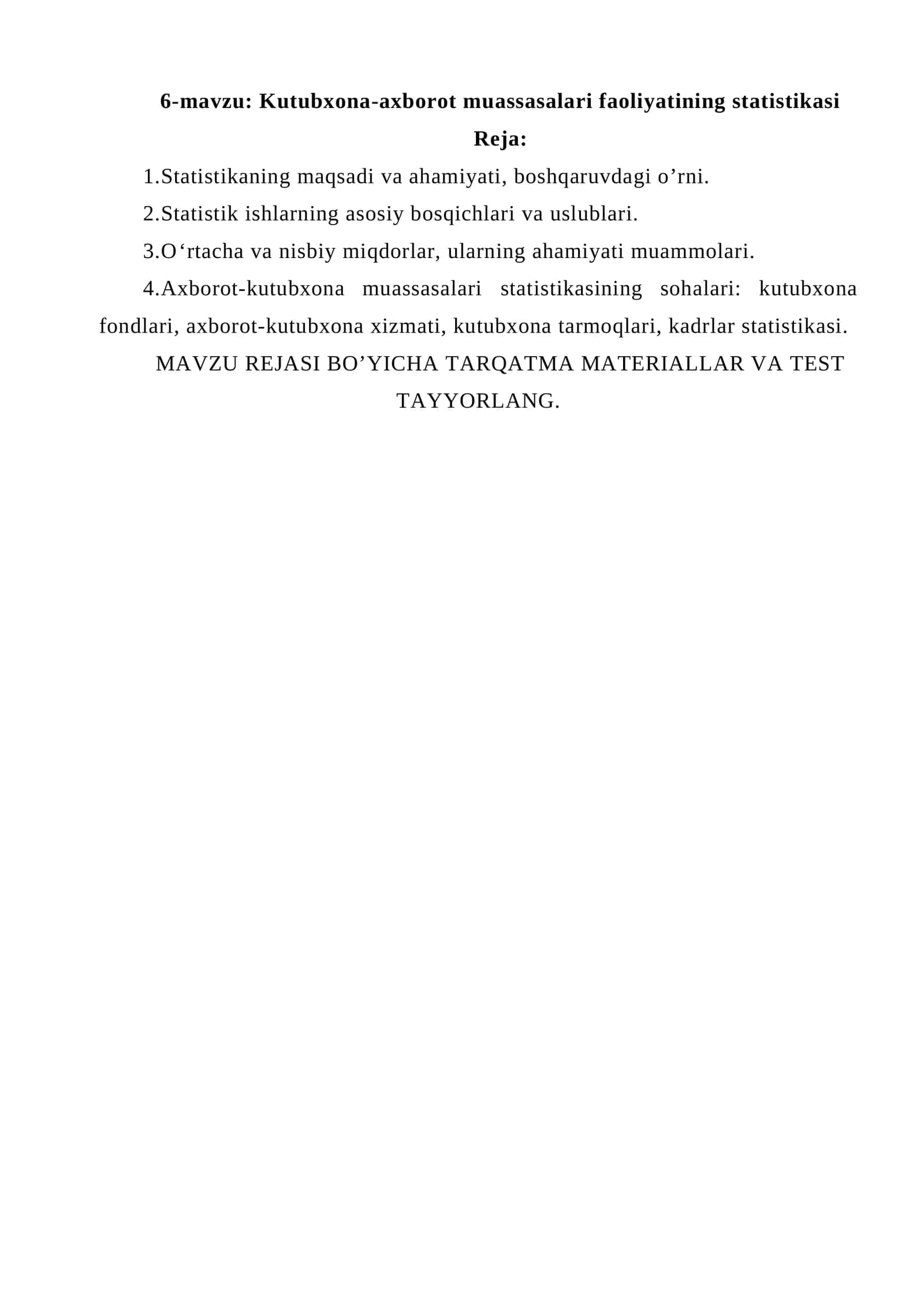 Kutubxona-axborot muassasalari faoliyatining statistikasi