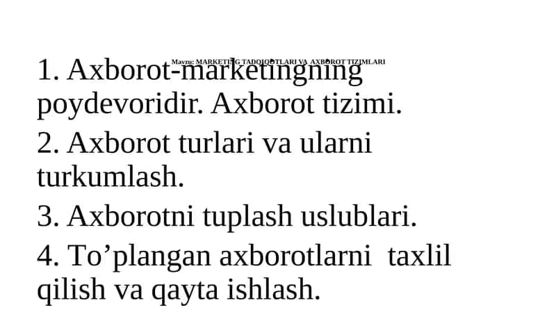 Marketing Tadqiqotlari va Axborot Tizimlari