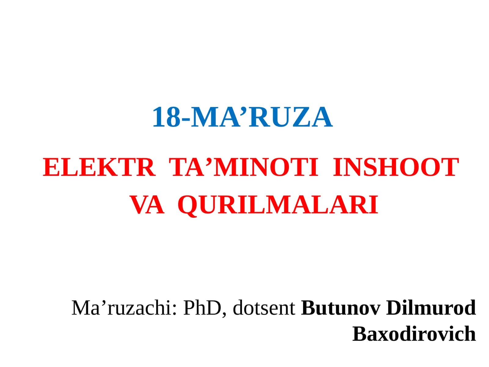 ELEKTRTA’MINOTIINSHOOTVAQURILMALARI