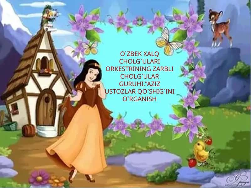 O'zbek xalq cholgu'lari orkestrining zarbli cholgu'lari guruhi. "Aziz usto'zlar qo'shig'ini o'rganish darsning blok chizmasi