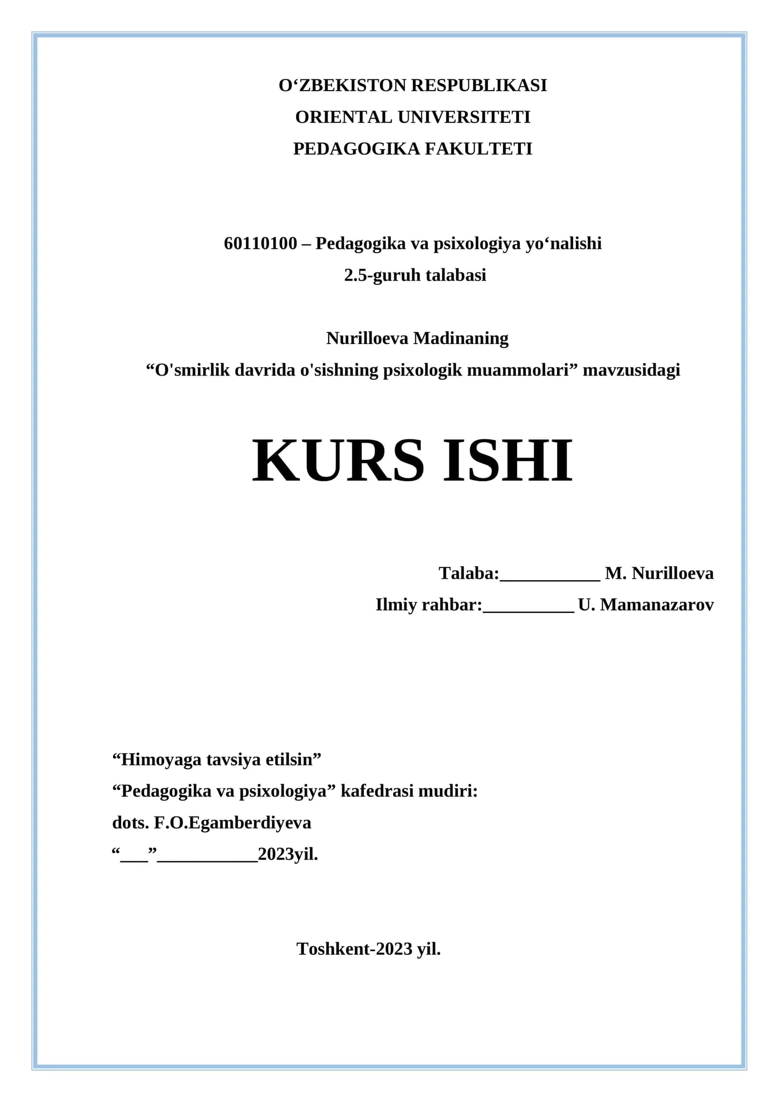 O'smirlik davrida o'sishning psixologik muammolari