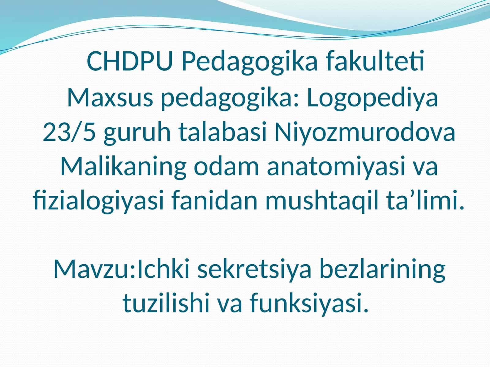 Ichki sekretsiya bezlarining tuzilishi va funksiyasi