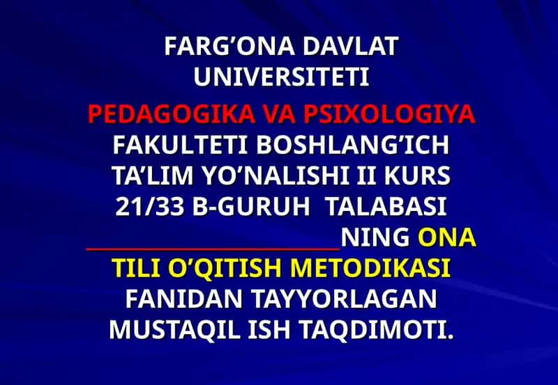O'qitish metodikasi