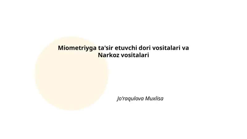 Miometriyga ta'sir etuvchi dori vositalari va Narkoz vositalari