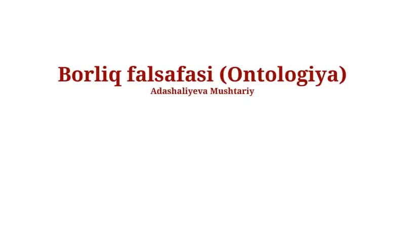 Borliq falsafasi (Ontologiya)