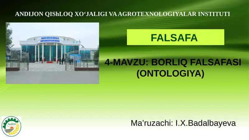 BORLIQ FALSAFASI (ONTOLOGIYA)