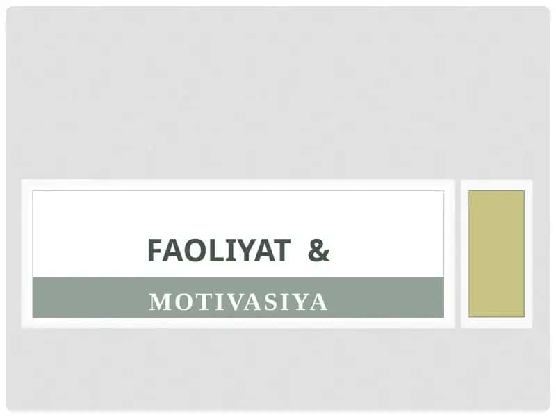 Motivatsiya Faoliyat