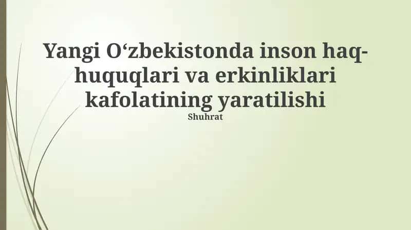 Yangi O‘zbekistonda inson haq-huquqlari va erkinliklari kafolatining yaratilishi