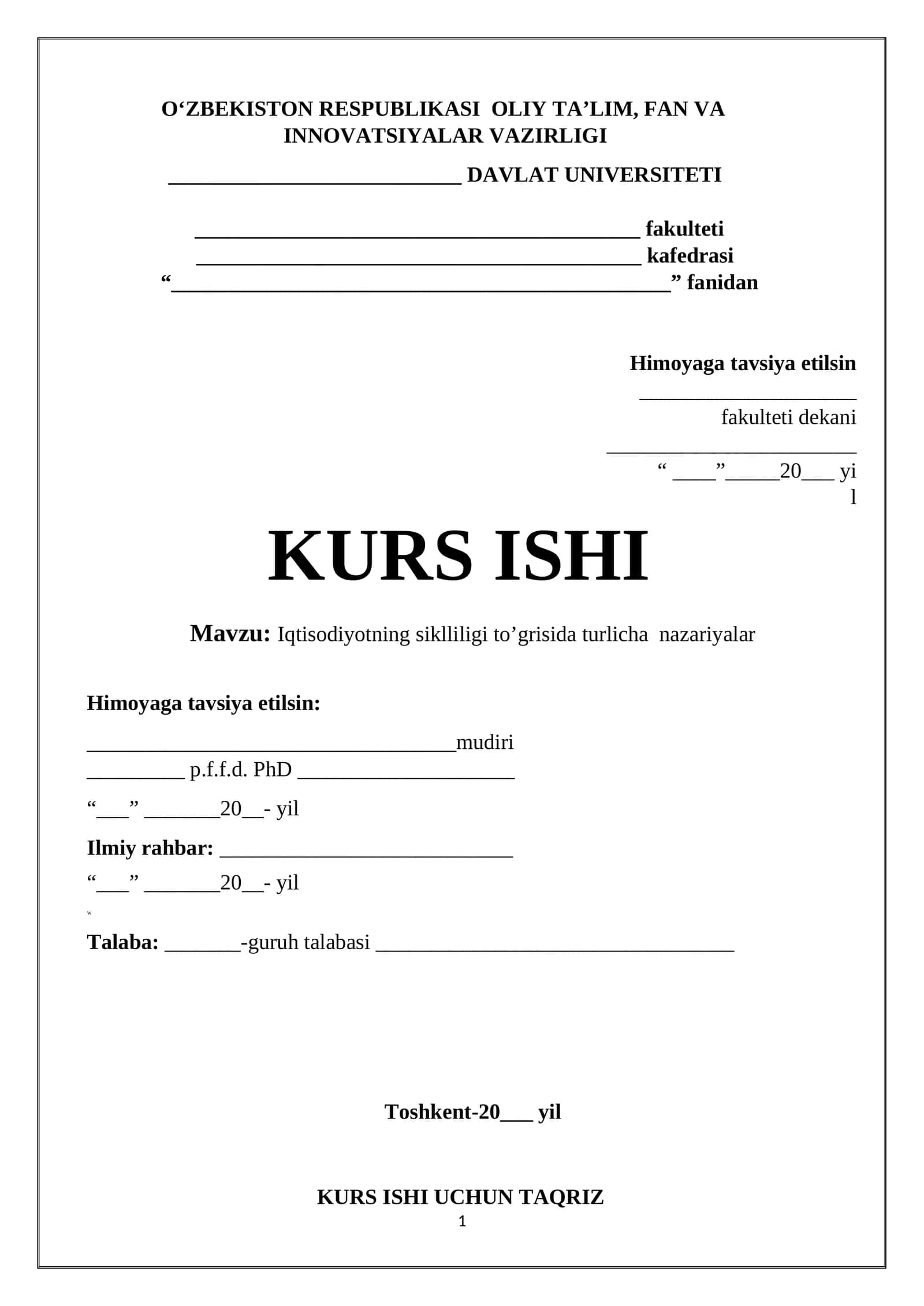 Iqtisodiyotning siklliligi to’grisida turlicha nazariyalar