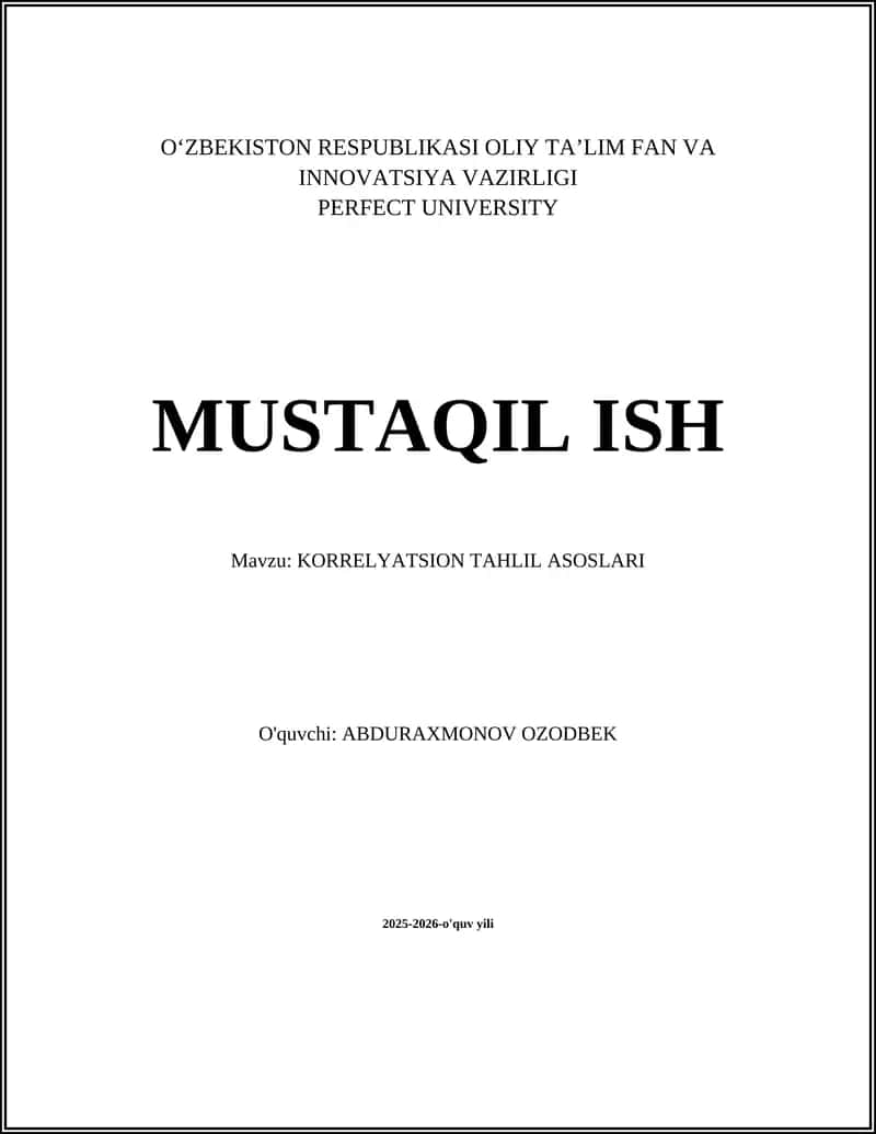 Korrelatsiya Tushunchasi va Tarixi