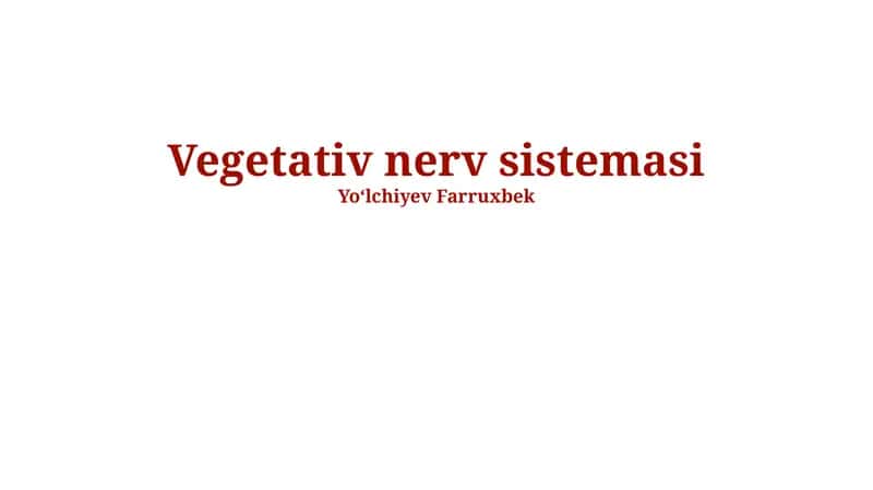 Avtonom nerv sistemasi