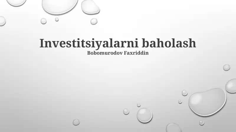 Investitsiyalarni baholash