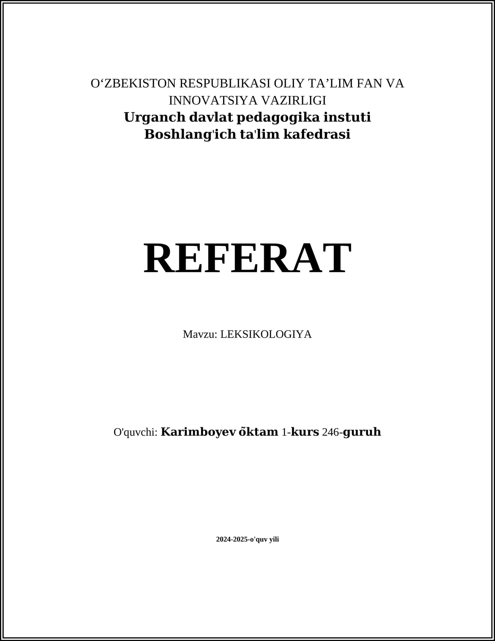 LEKSIKOLOGIYA
