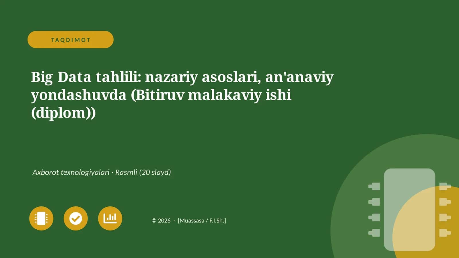 Big Data tahlili: nazariy asoslari, an'anaviy yondashuvda (Bitiruv malakaviy ishi (diplom))